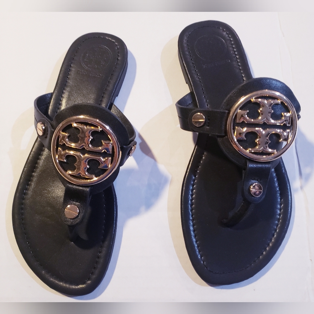 Tory Burch Black and Gold Flats
